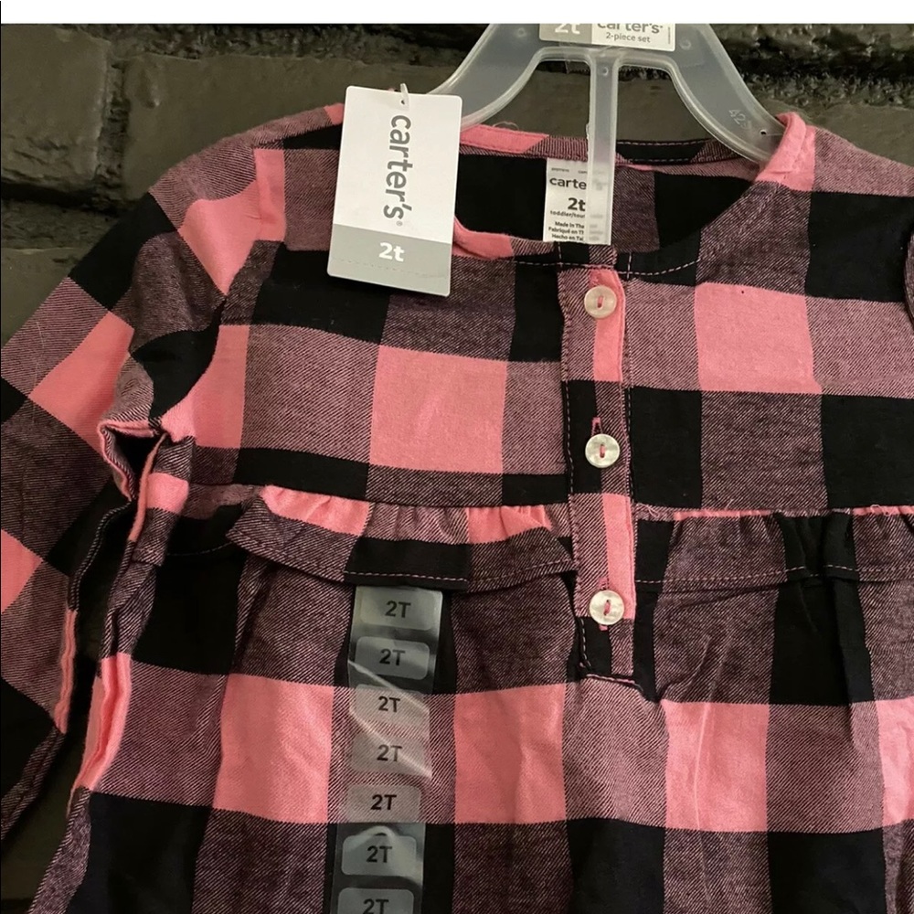 NWT Carters Girls 2-Piece Plaid Flannel Set - Picture 3 of 4